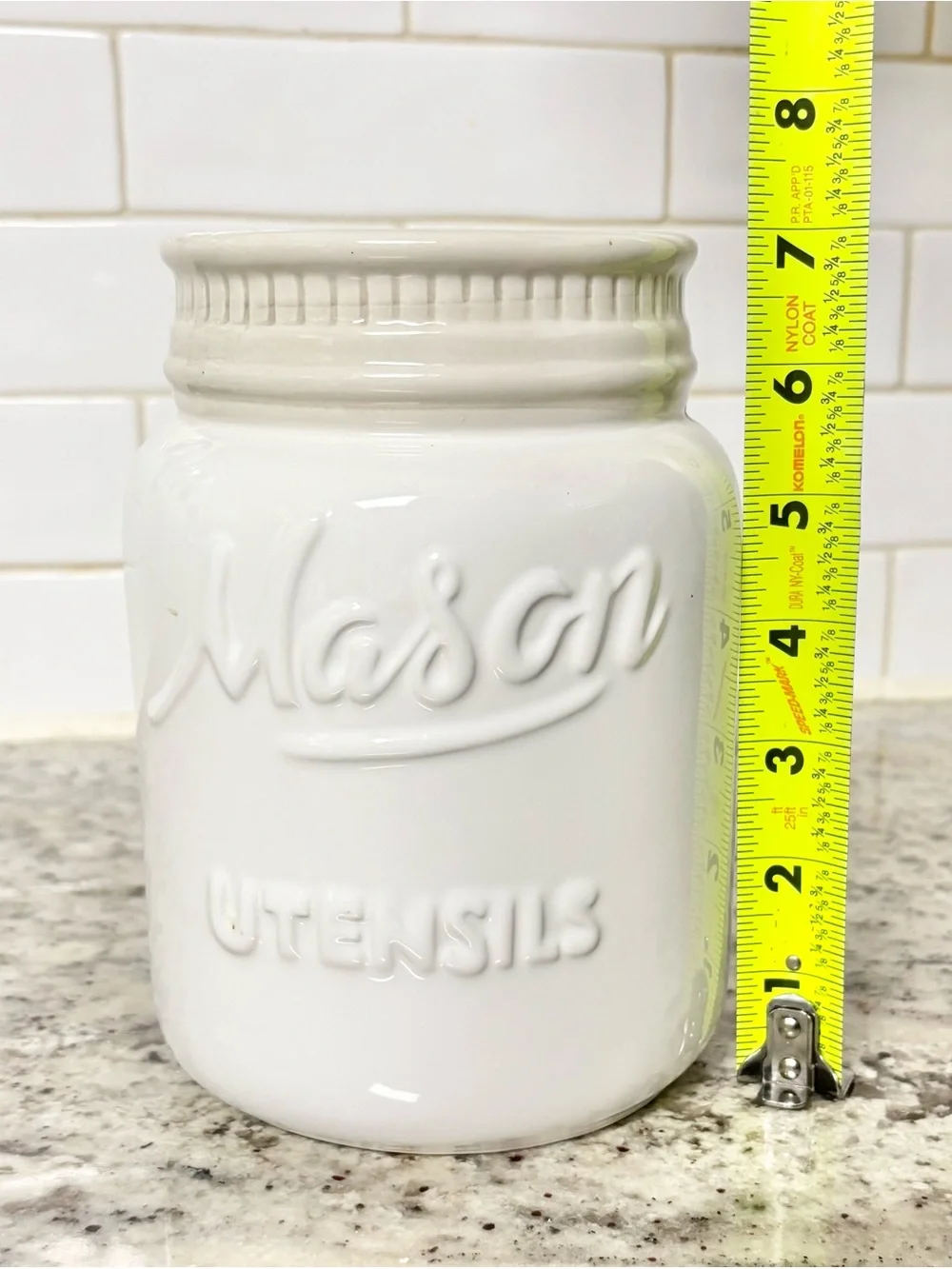 GoodsCircle Mason Utensils White Ceramic Utensil Crock Farmhouse Kitchen